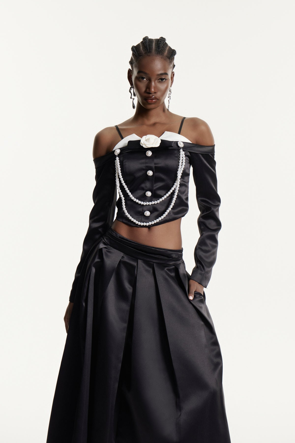 Clifton Off Shoulder Pearl Chain Top