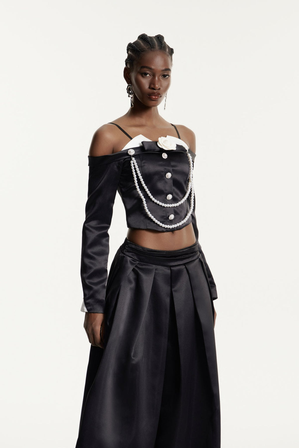 Clifton Off Shoulder Pearl Chain Top