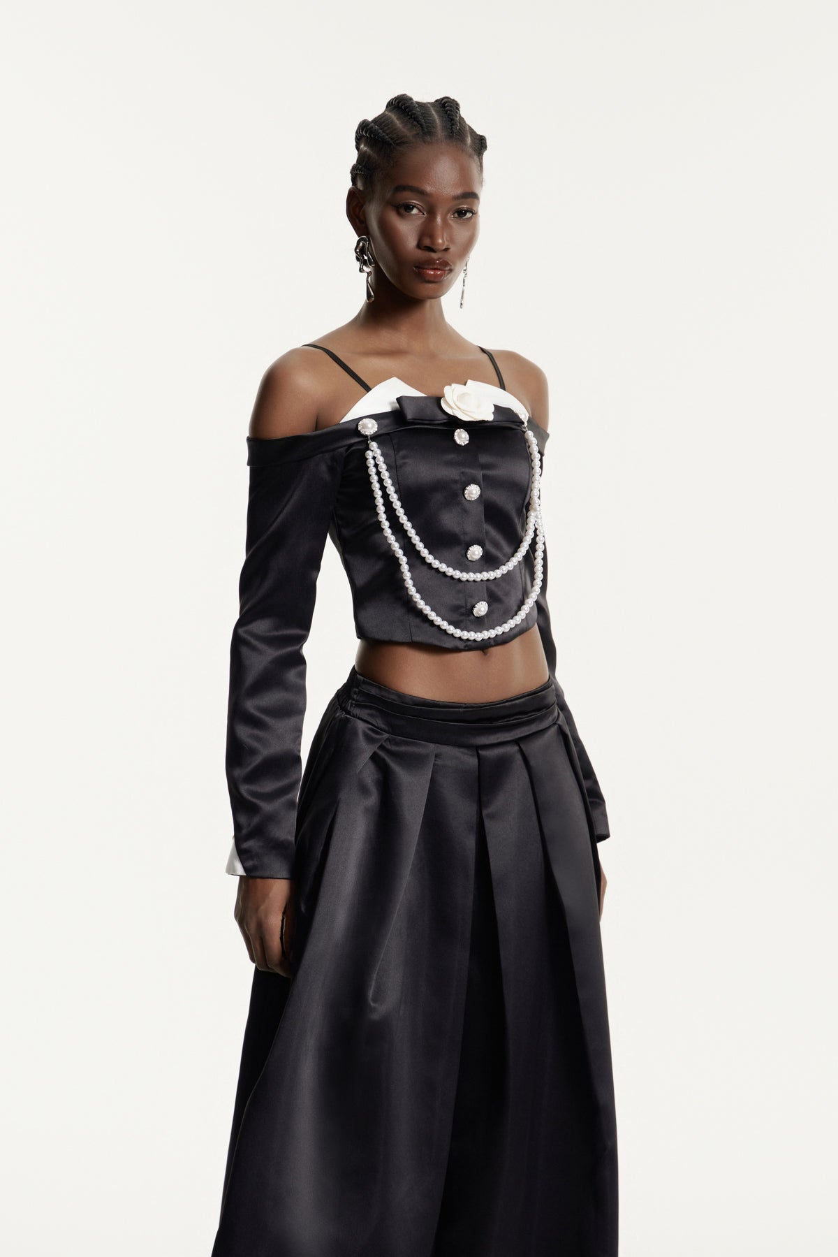 Clifton Off Shoulder Pearl Chain Top