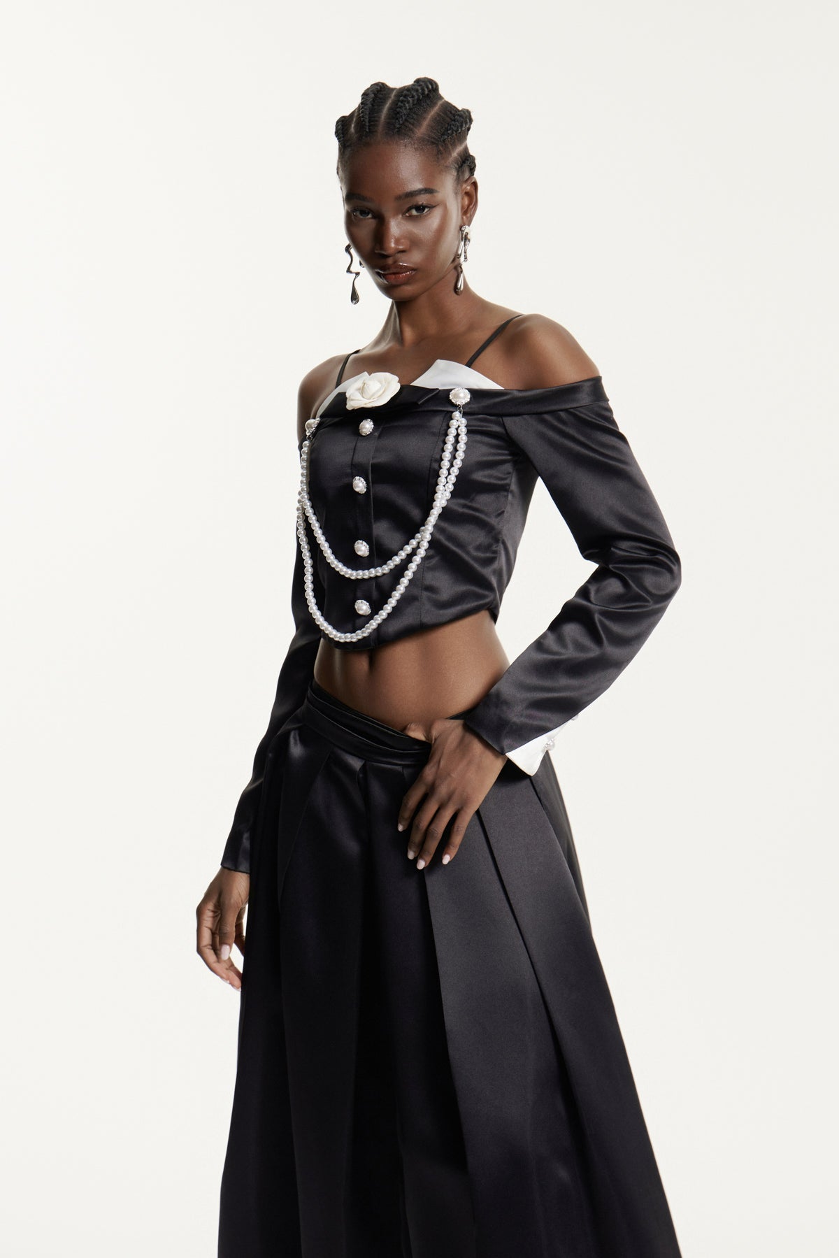 Clifton Off Shoulder Pearl Chain Top