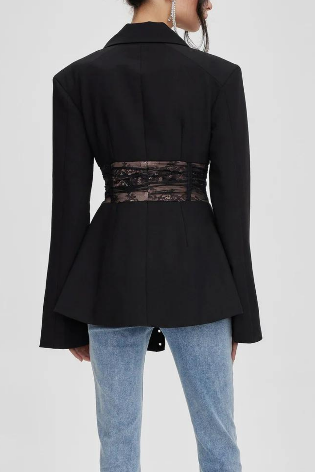 Clover See Through Lace Up Shirt In Black