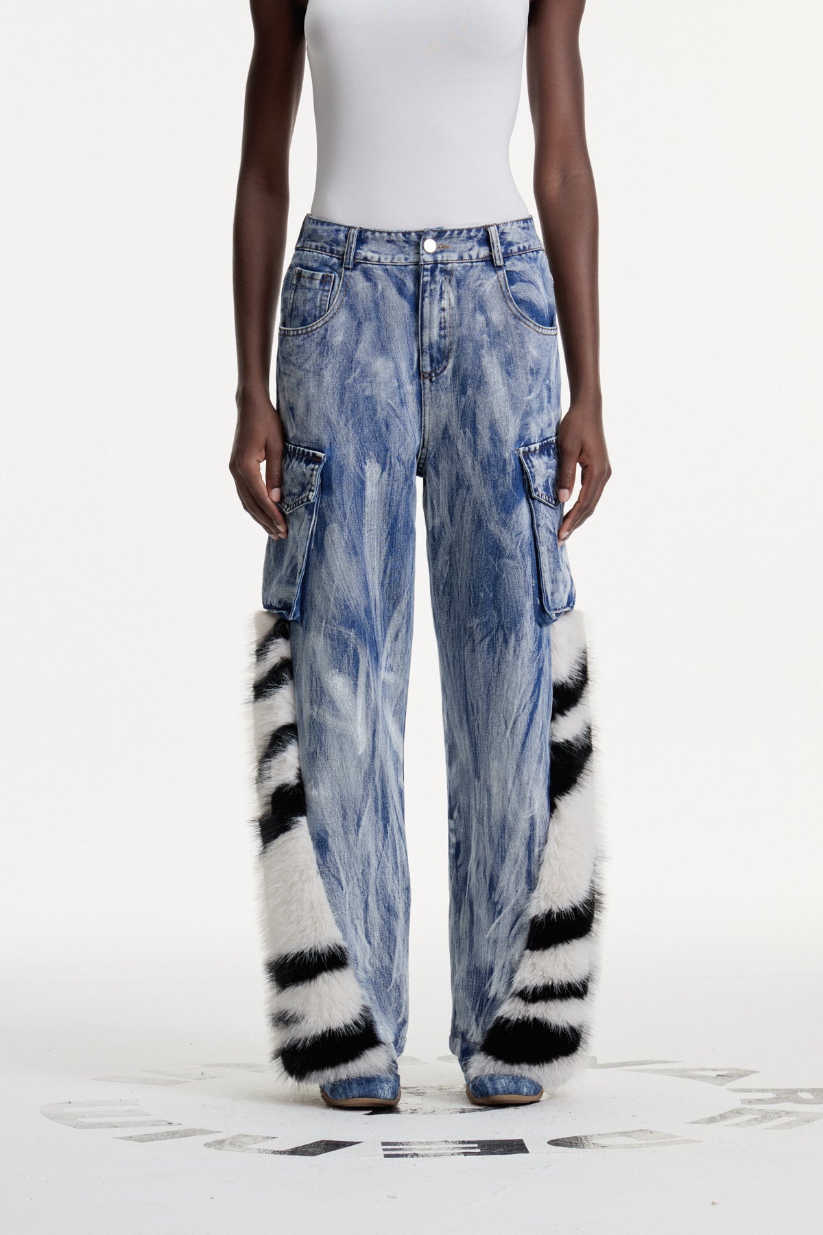 Colombe Print Faux Fur Jeans