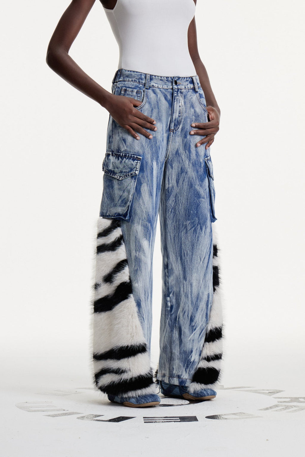 Colombe Print Faux Fur Jeans