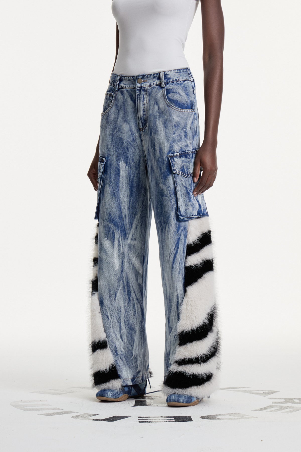 Colombe Print Faux Fur Jeans