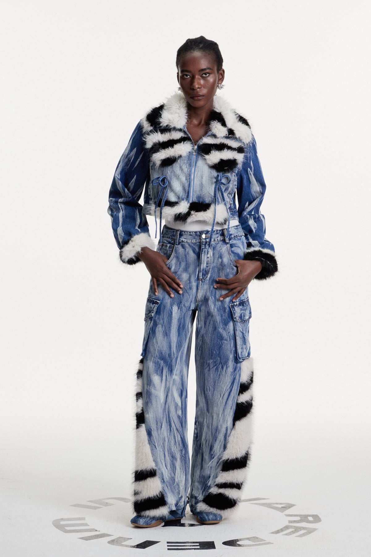 Colombe Print Faux Fur Jeans