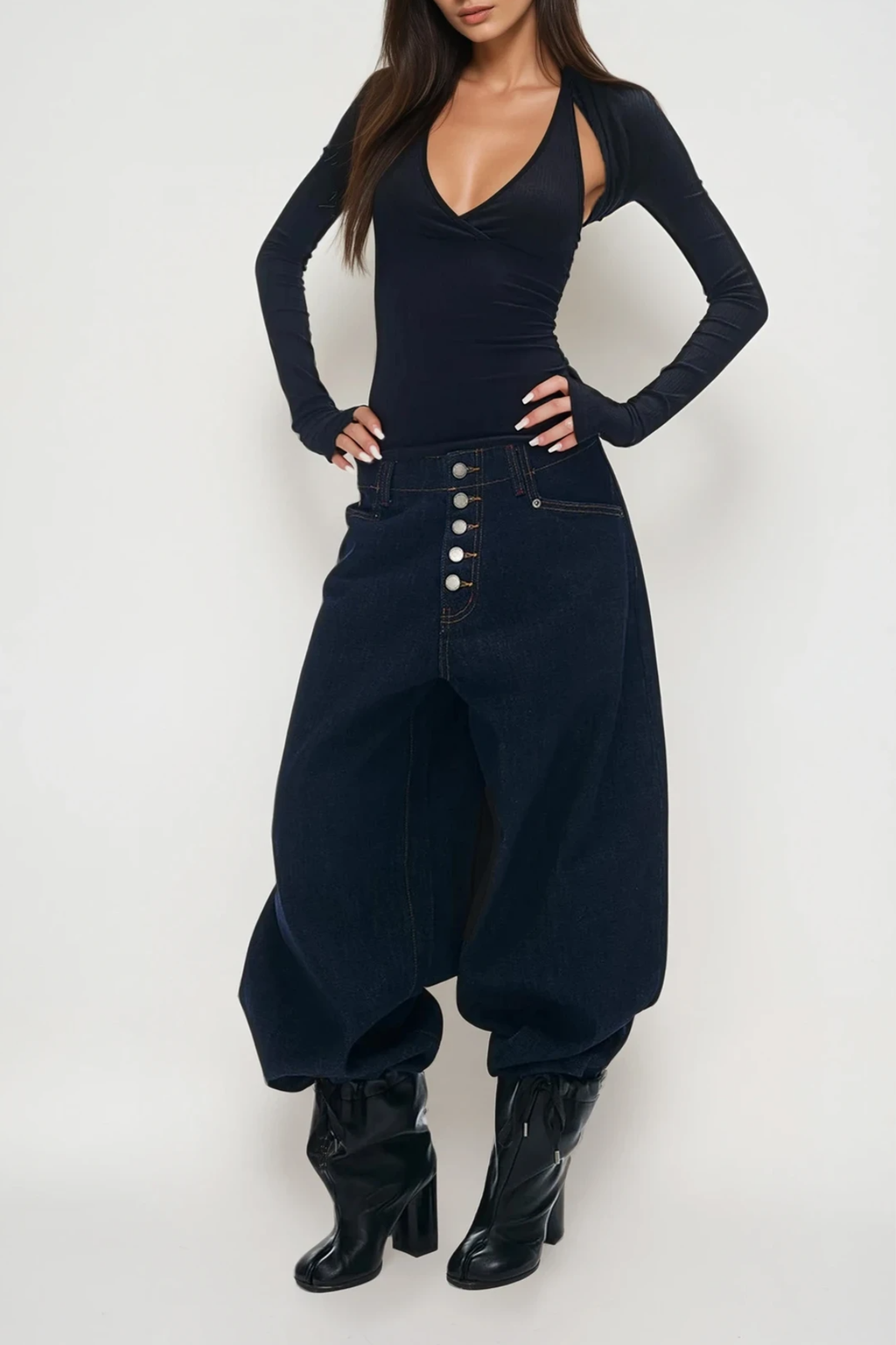 Colombina Two Piece Knit Top In Black