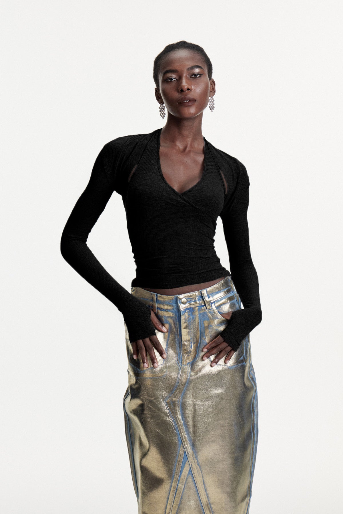 Colombina Two Piece Knit Top In Black