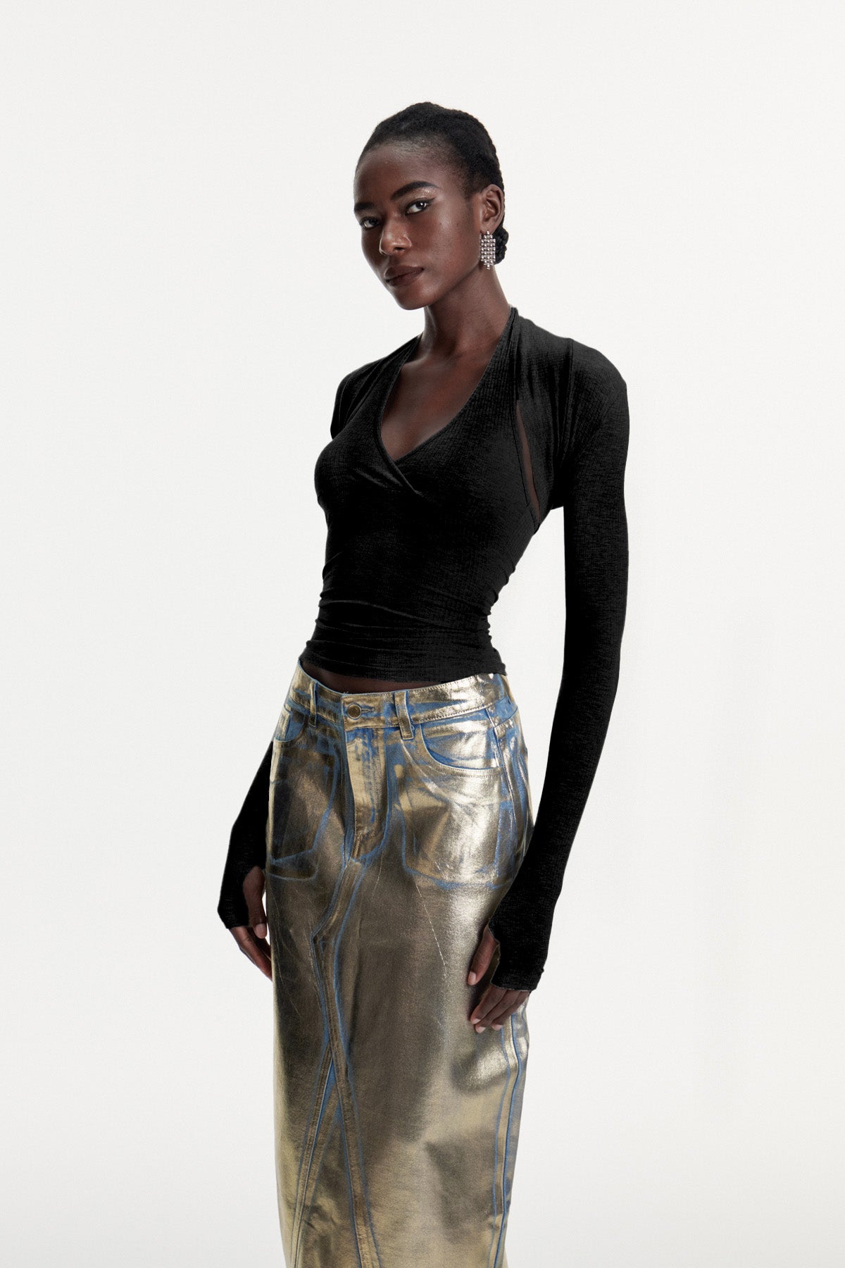 Colombina Two Piece Knit Top In Black