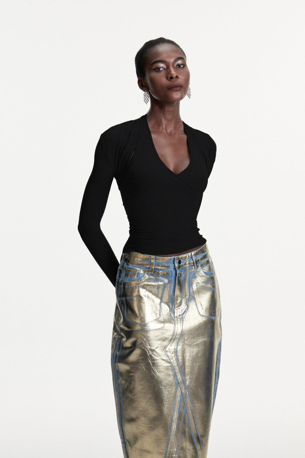 Colombina Two Piece Knit Top In Black