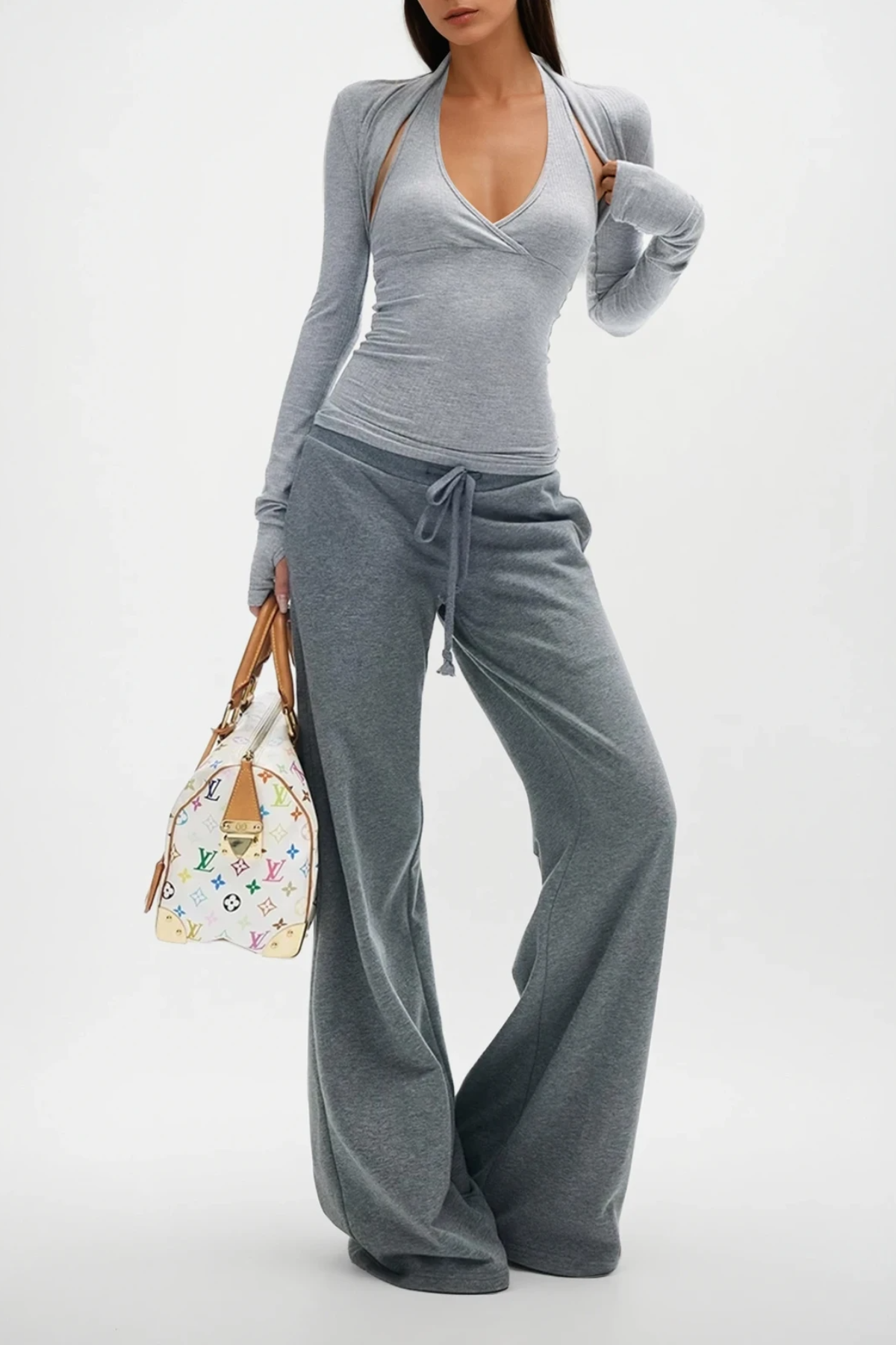 Colombina Two Piece Knit Top In Grey