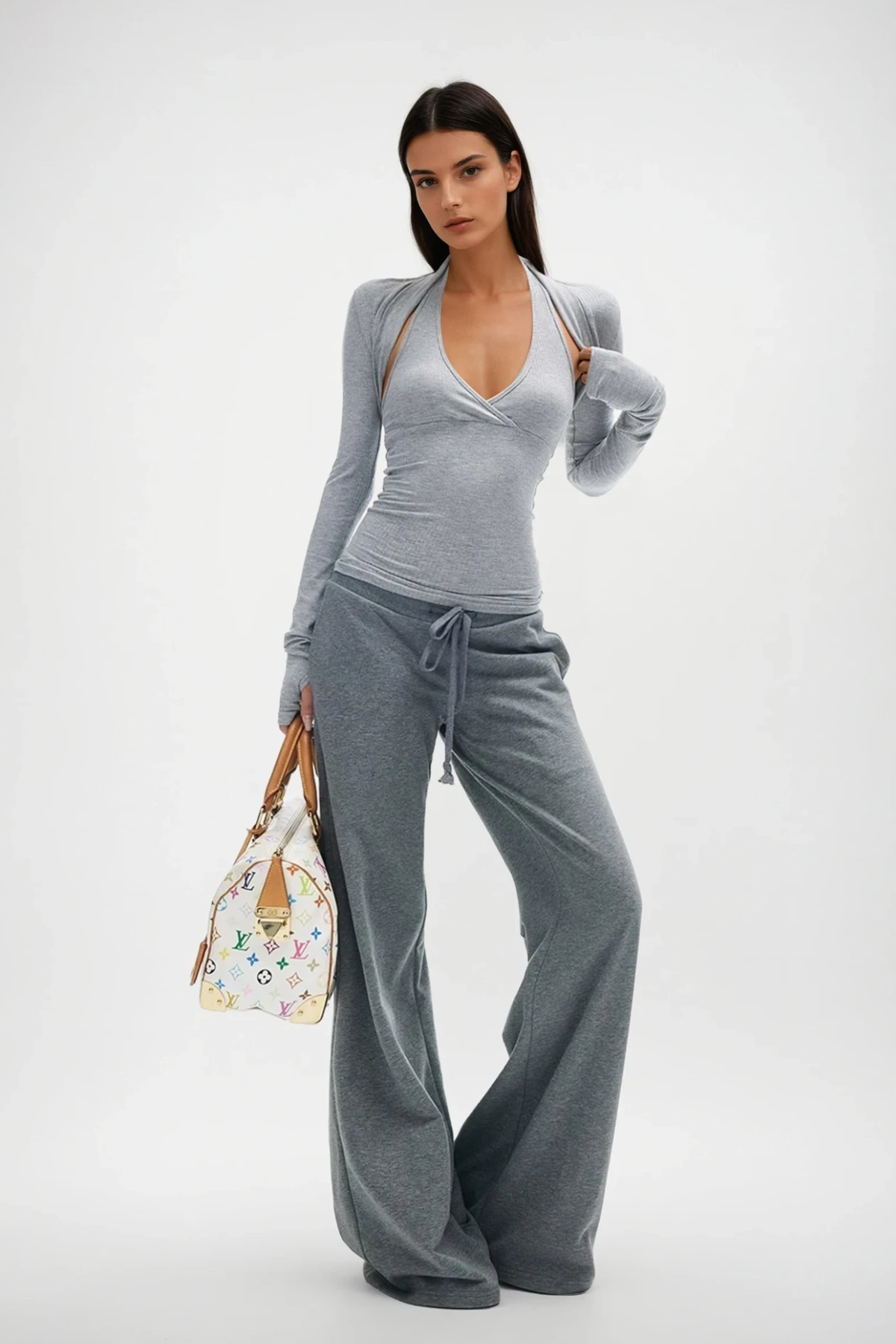 Colombina Two Piece Knit Top In Grey
