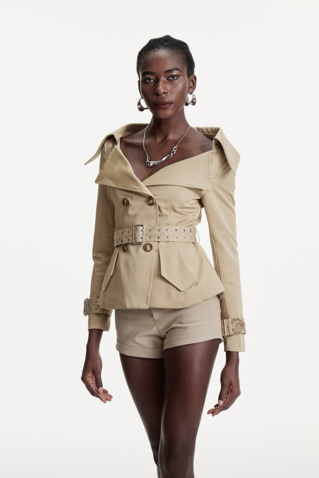 Colombo Lapel Buckle Pants Set