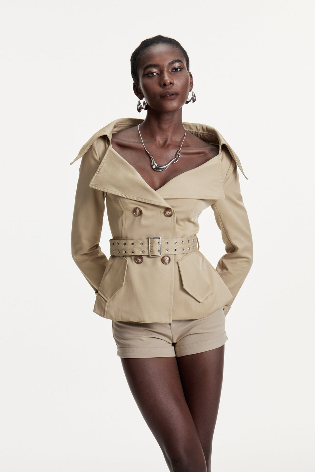 Colombo Lapel Buckle Pants Set