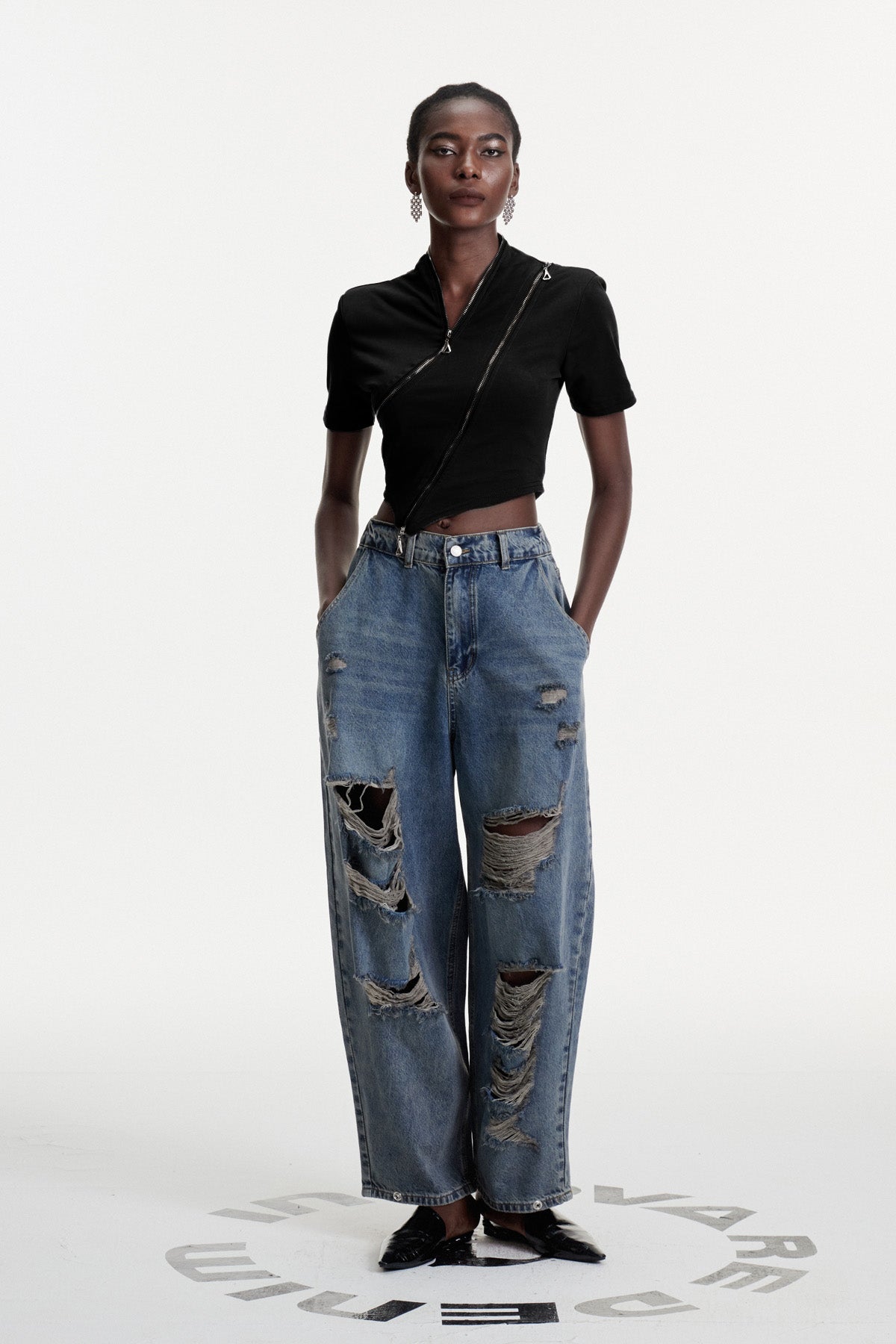 Colt Deconstruct Zipper T Shirt In Black