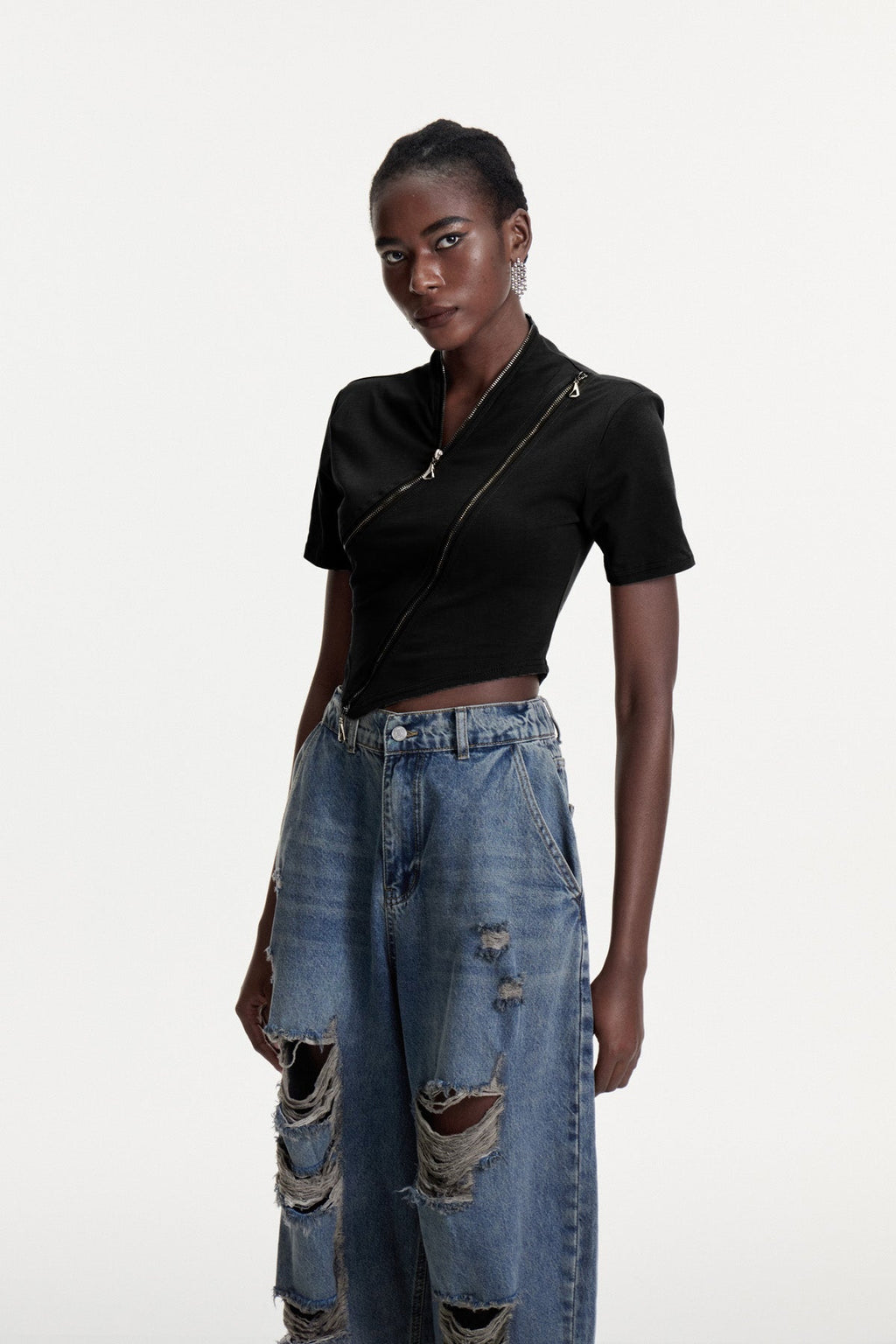 Colt Deconstruct Zipper T Shirt In Black