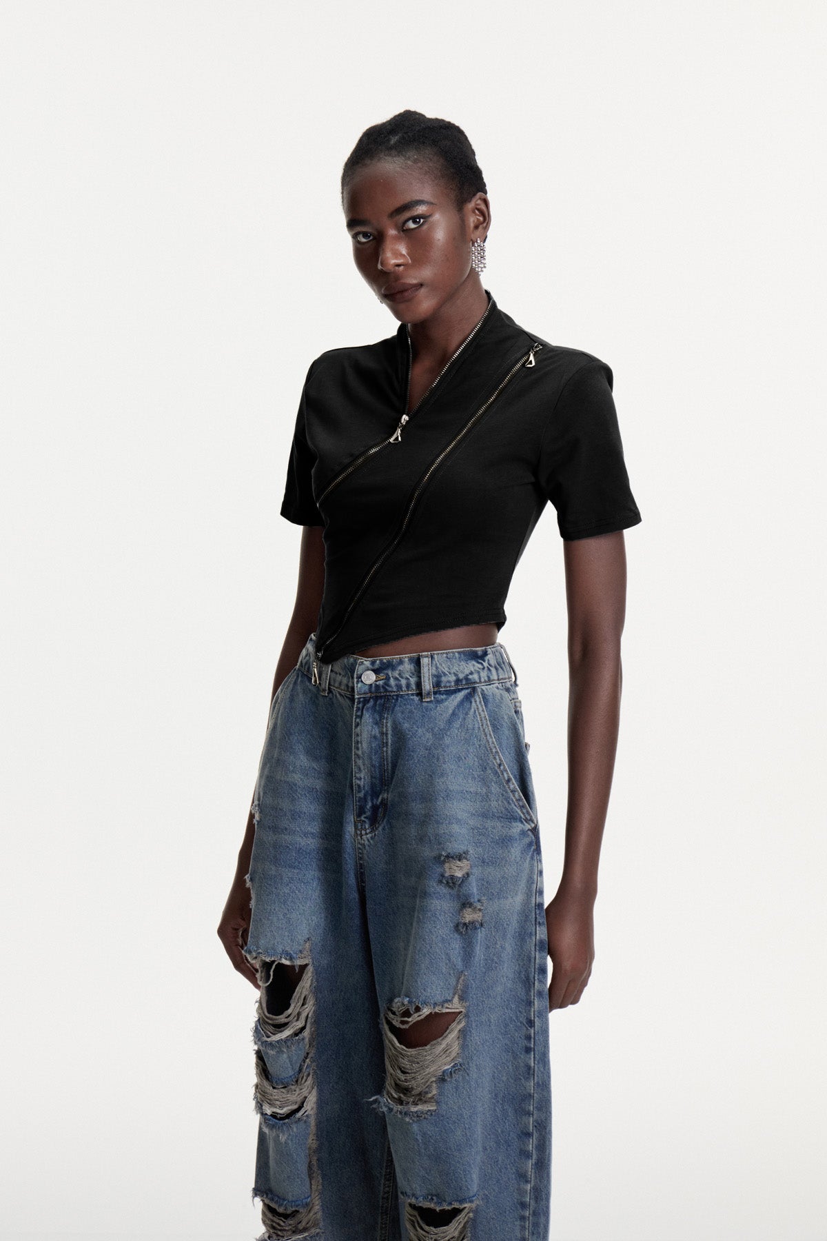 Colt Deconstruct Zipper T Shirt In Black