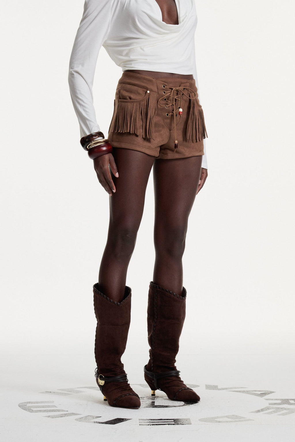 Colton Lace Up Fringe Suede Pants