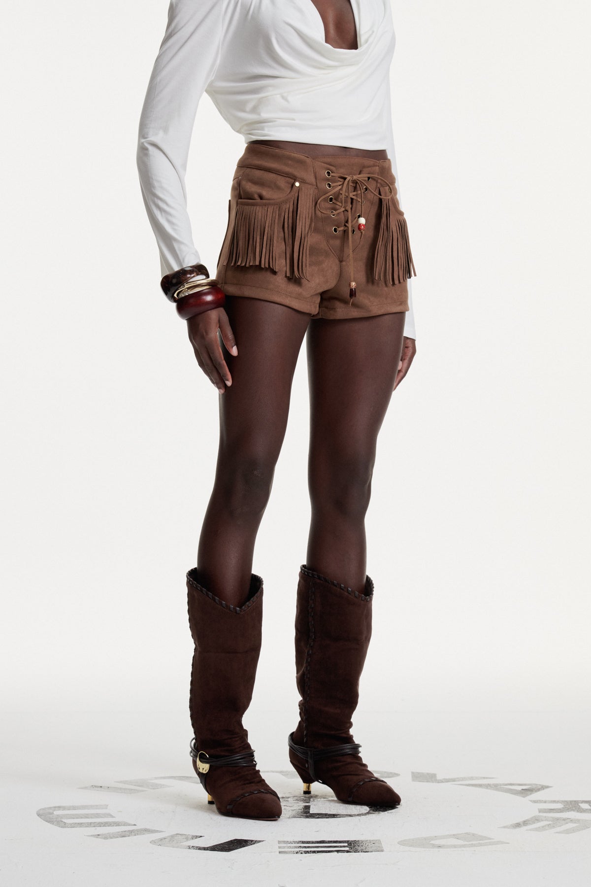Colton Lace Up Fringe Suede Pants