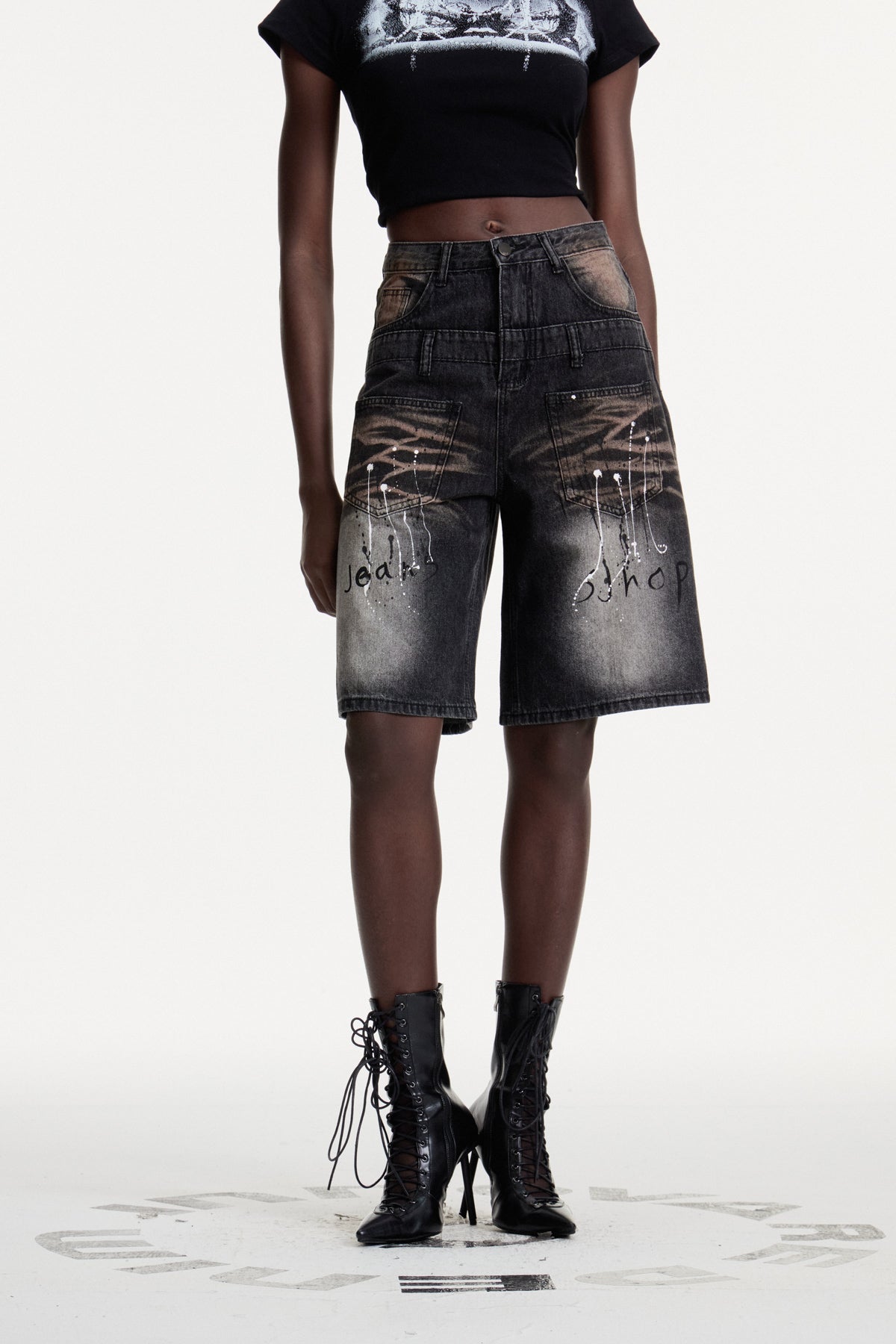 Conall Deconstruct Print Midi Jeans