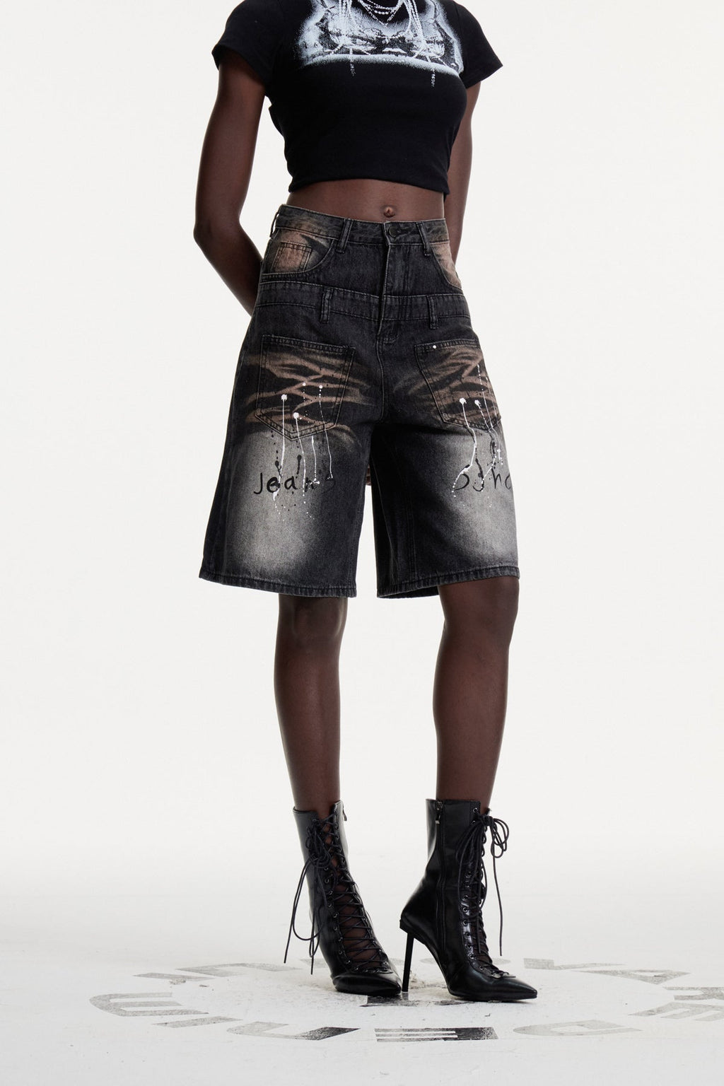 Conall Deconstruct Print Midi Jeans