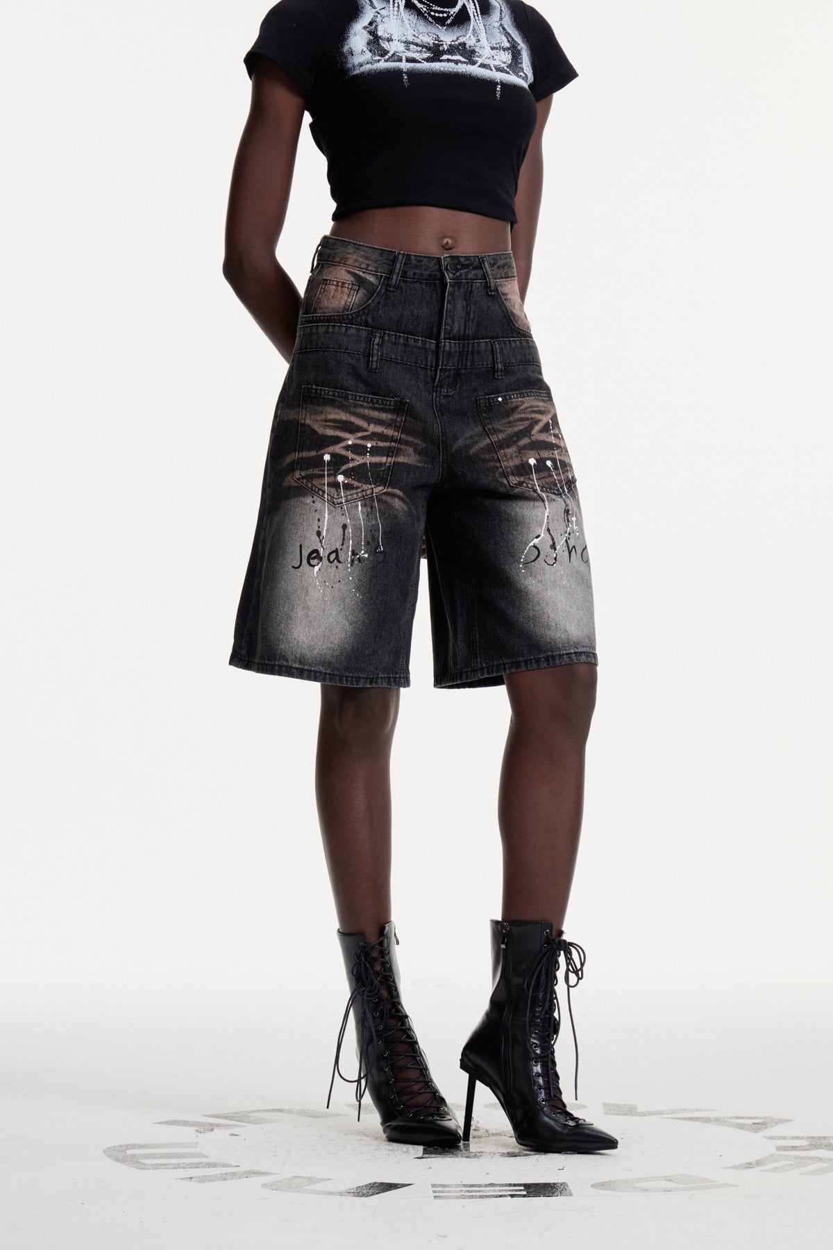 Conall Deconstruct Print Midi Jeans