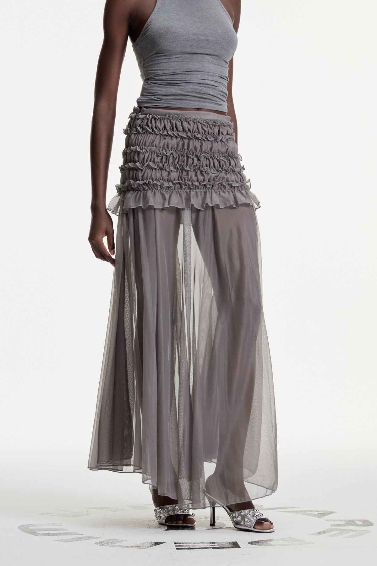 Concepta Drawstring Mesh Maxi Skirt