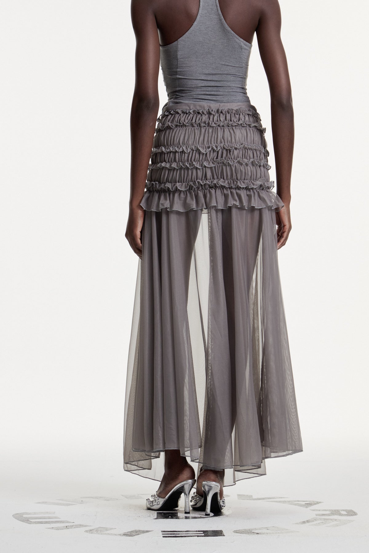 Concepta Drawstring Mesh Maxi Skirt