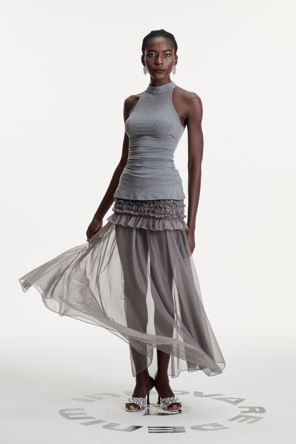 Concepta Drawstring Mesh Maxi Skirt