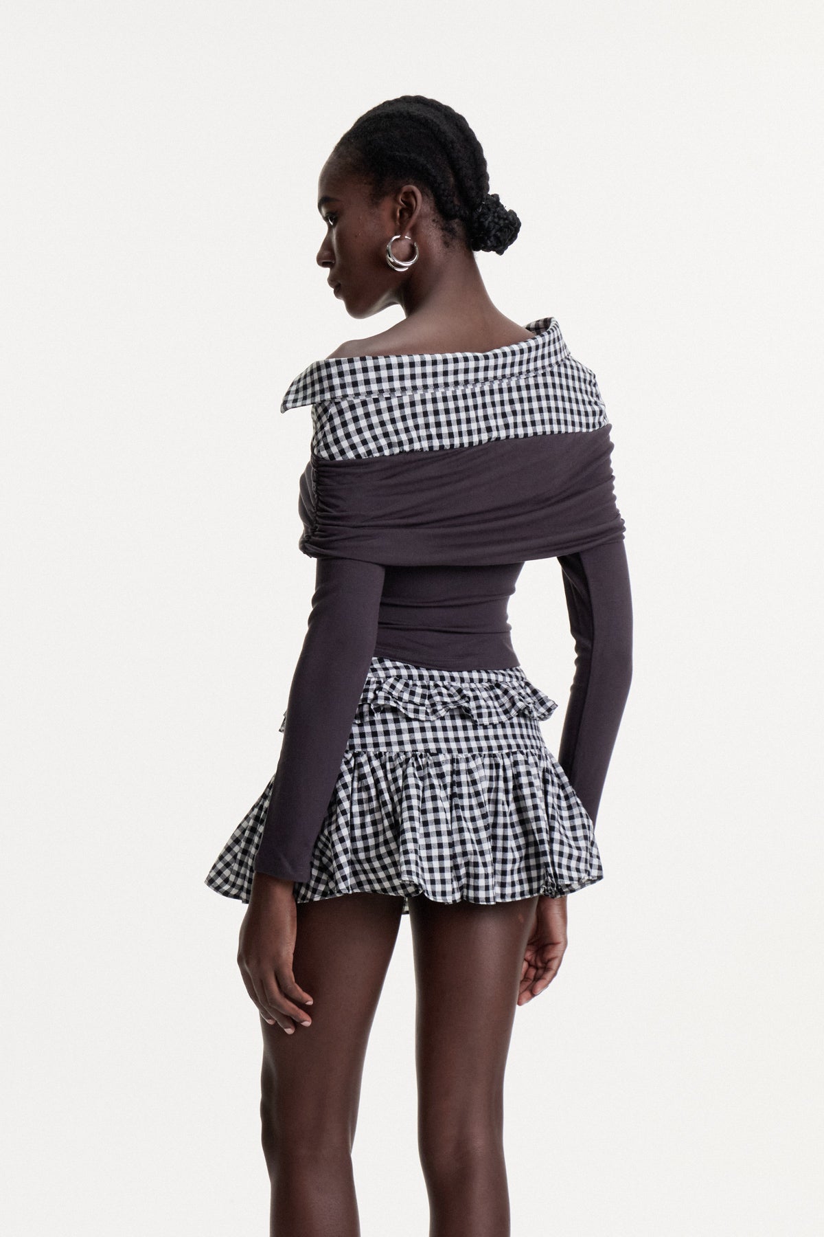 Concetto Grid Asymmetric Skirt Set