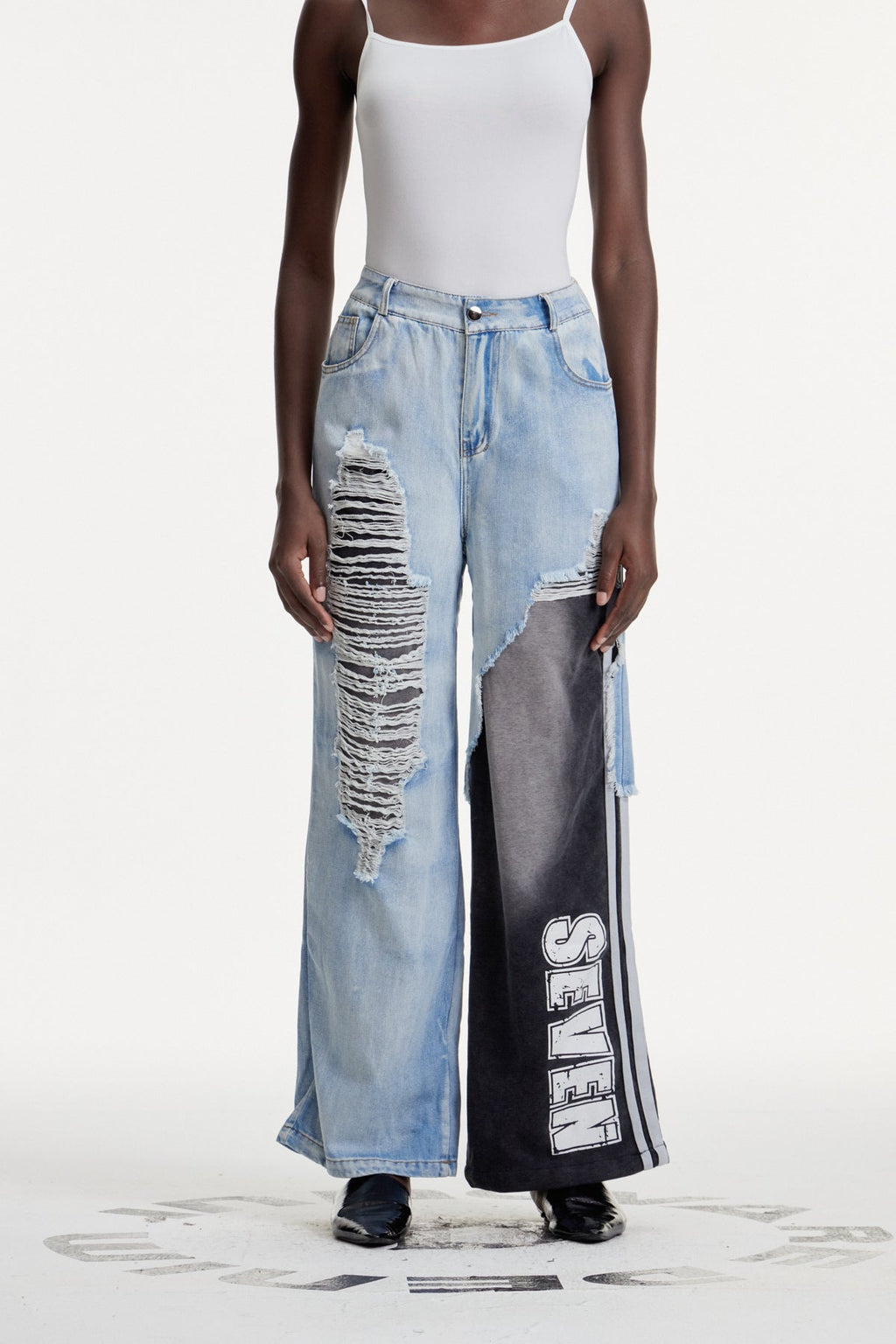 Concordia Deconstruct Ripped Stripe Jeans