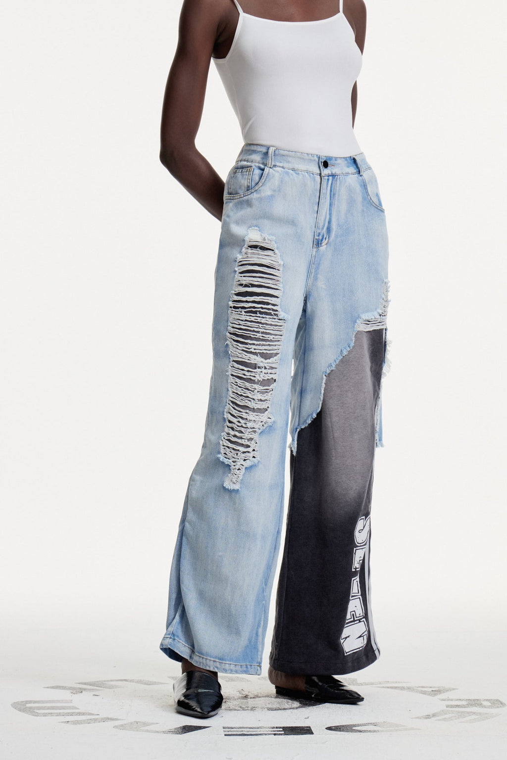 Concordia Deconstruct Ripped Stripe Jeans
