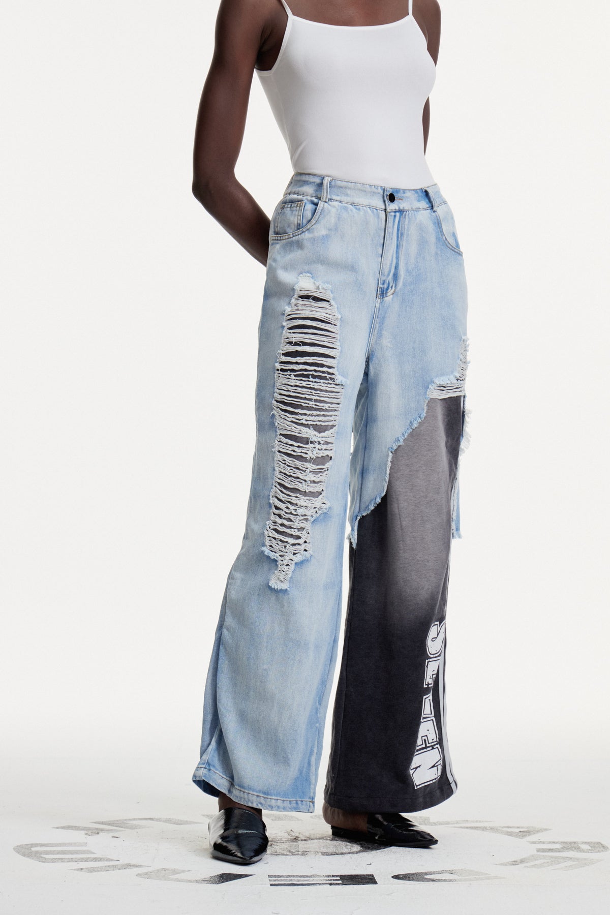 Concordia Deconstruct Ripped Stripe Jeans