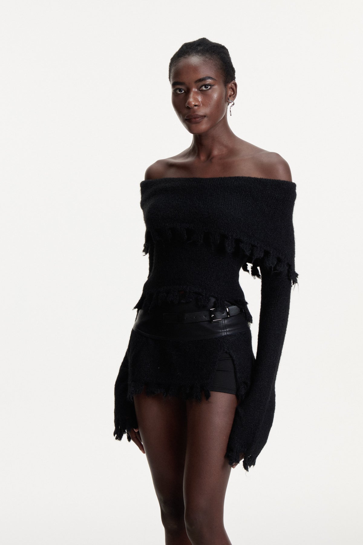 Conleth Off Shoulder Fringe Skirt Set