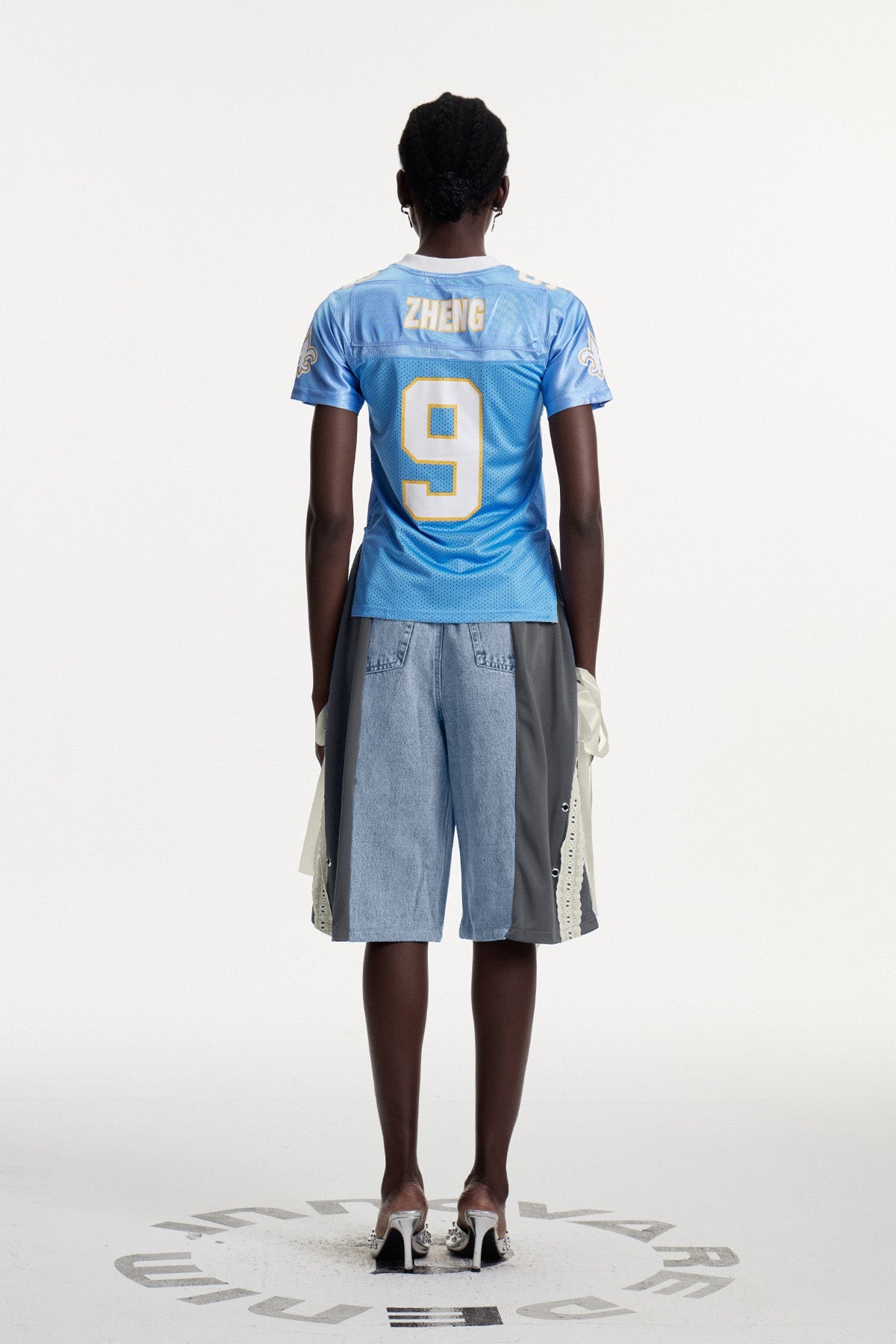 Conner Deconstruct Lace Up Midi Jeans In Grey