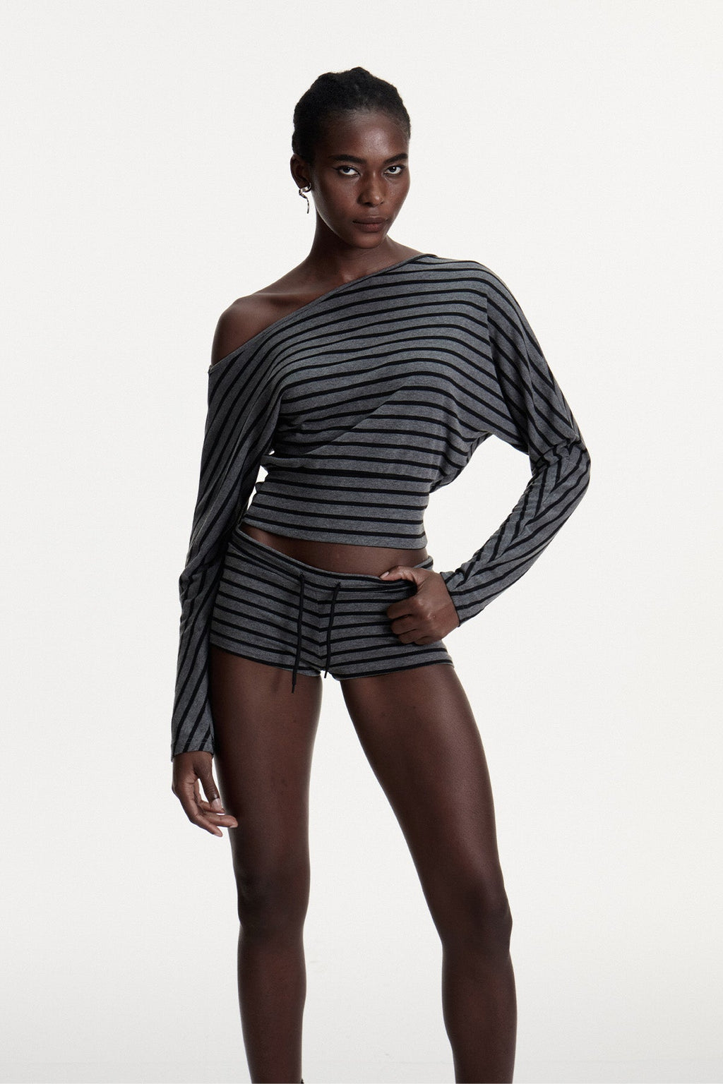 Connla Asymmetric Stripe Pants Set