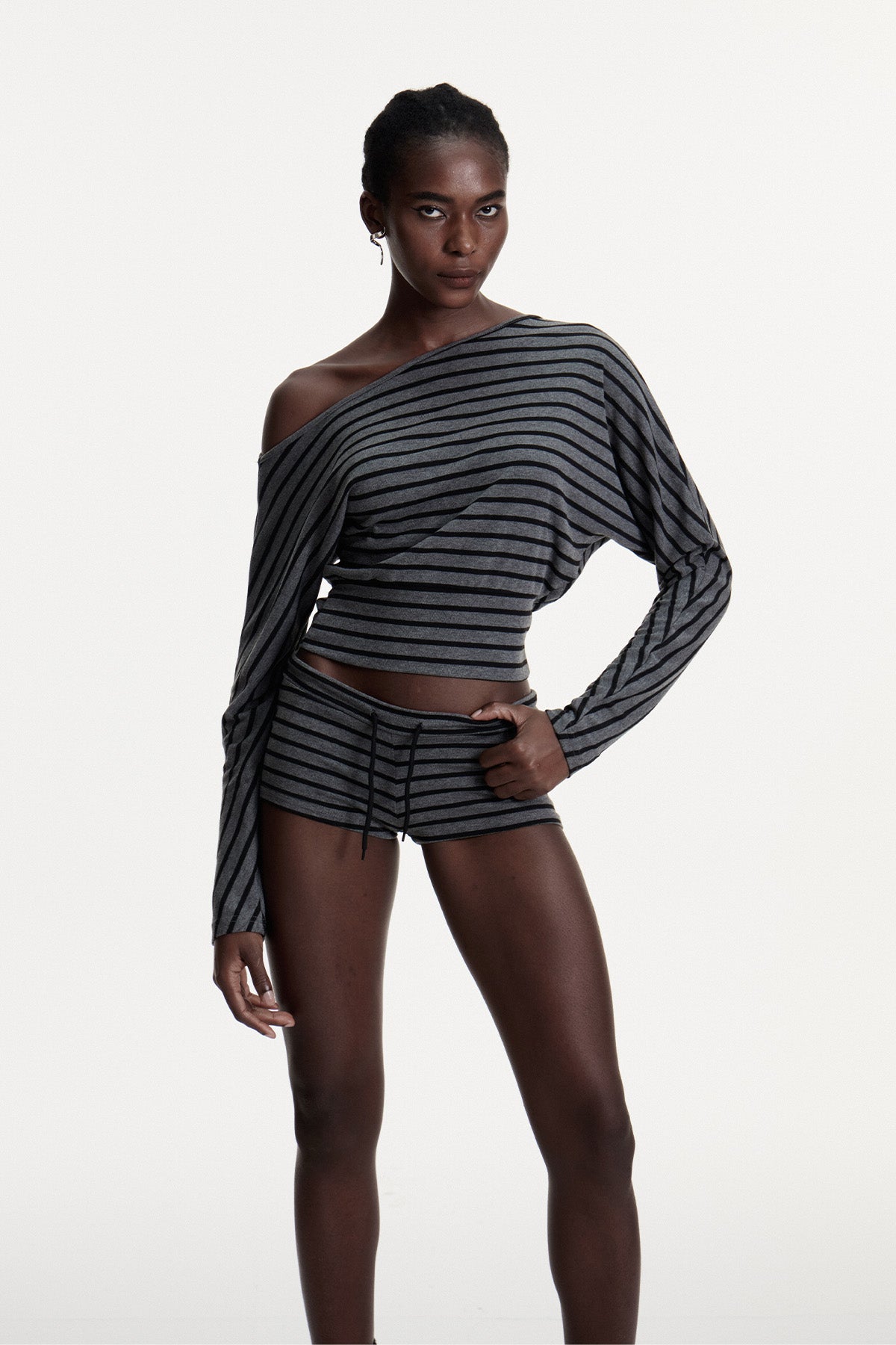 Connla Asymmetric Stripe Pants Set