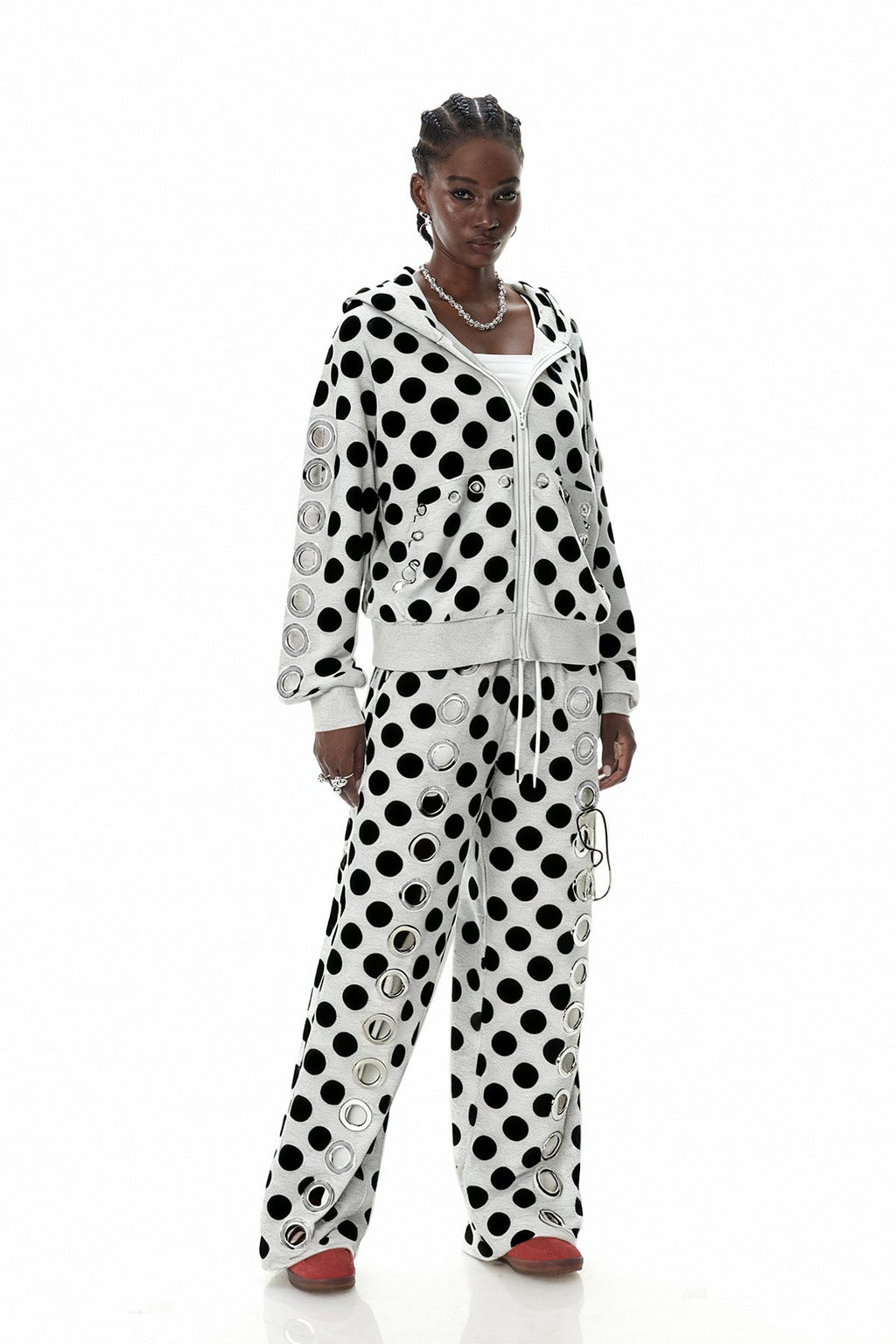 Costel Eyelet Dot Hooded Jacket