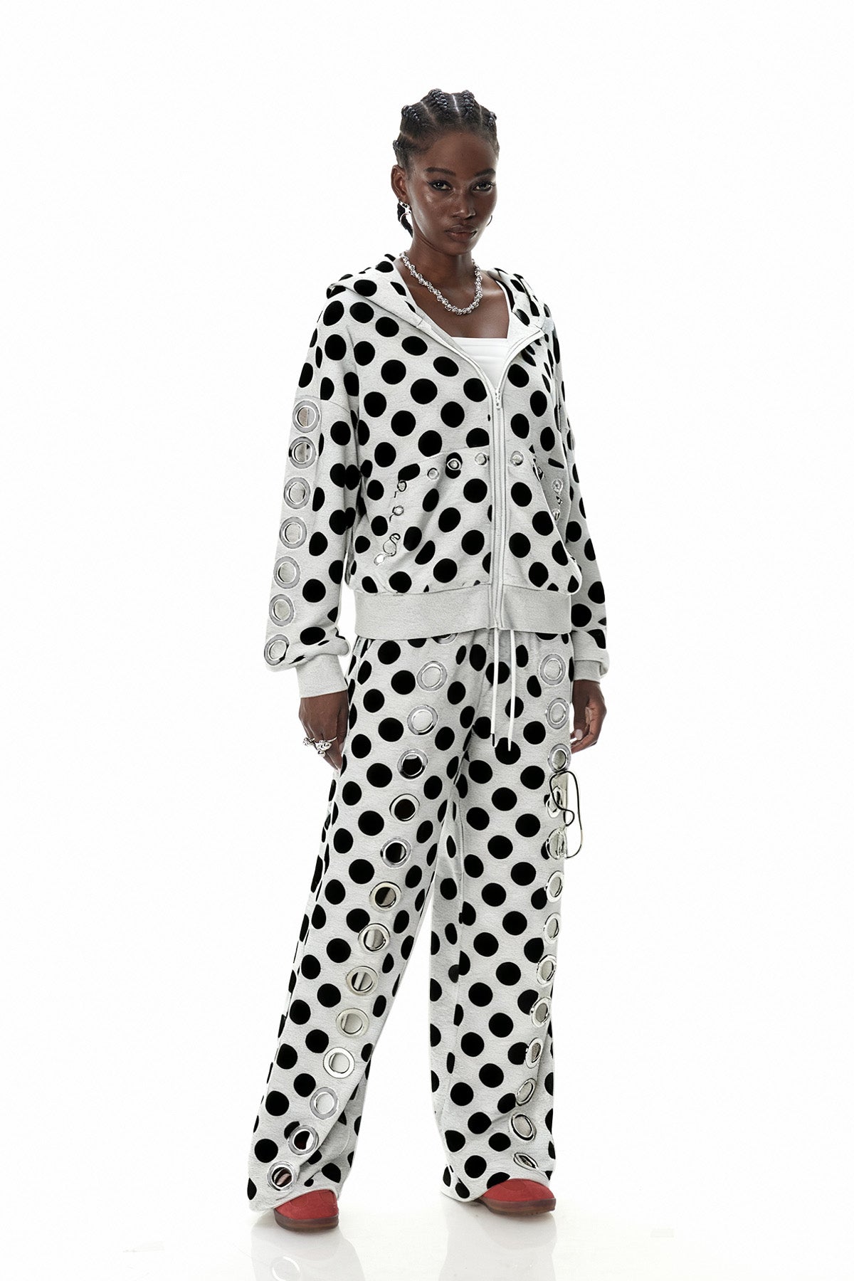 Costel Eyelet Dot Hooded Jacket