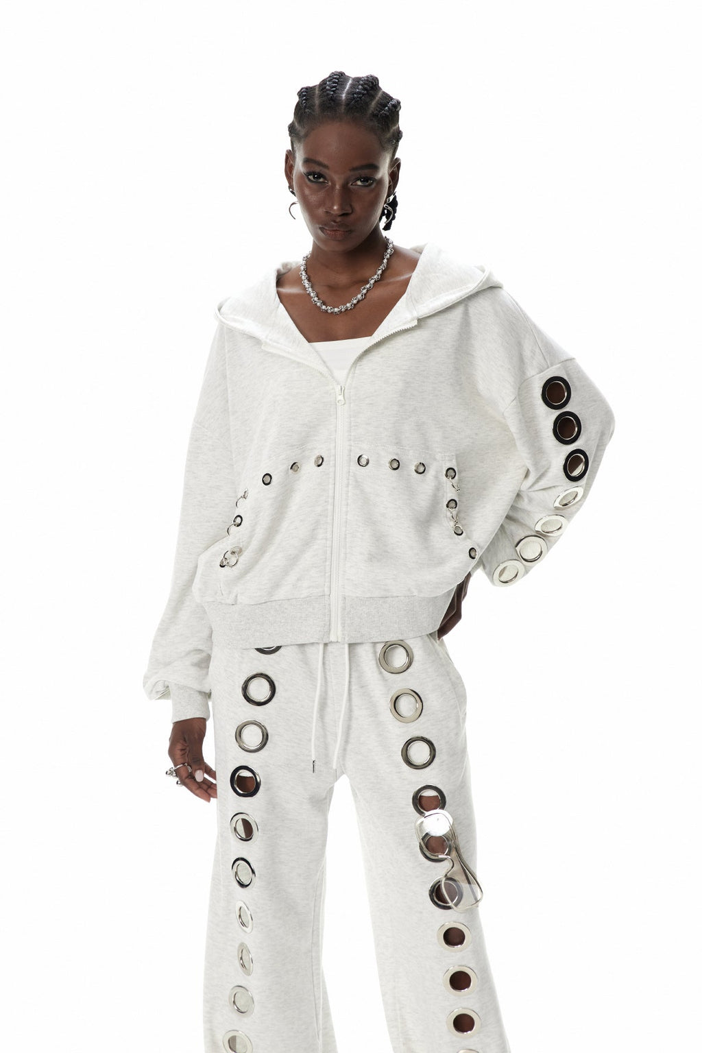 Costel Eyelet Hooded Jacket