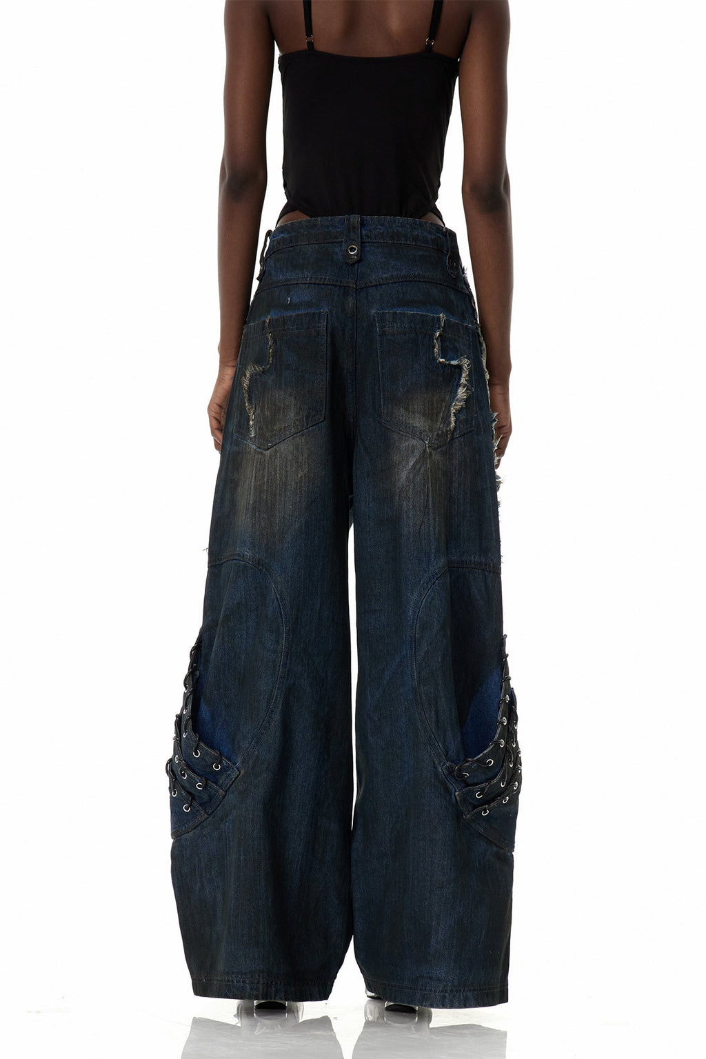 Courteney Deconstruct Fringe Jeans In Blue