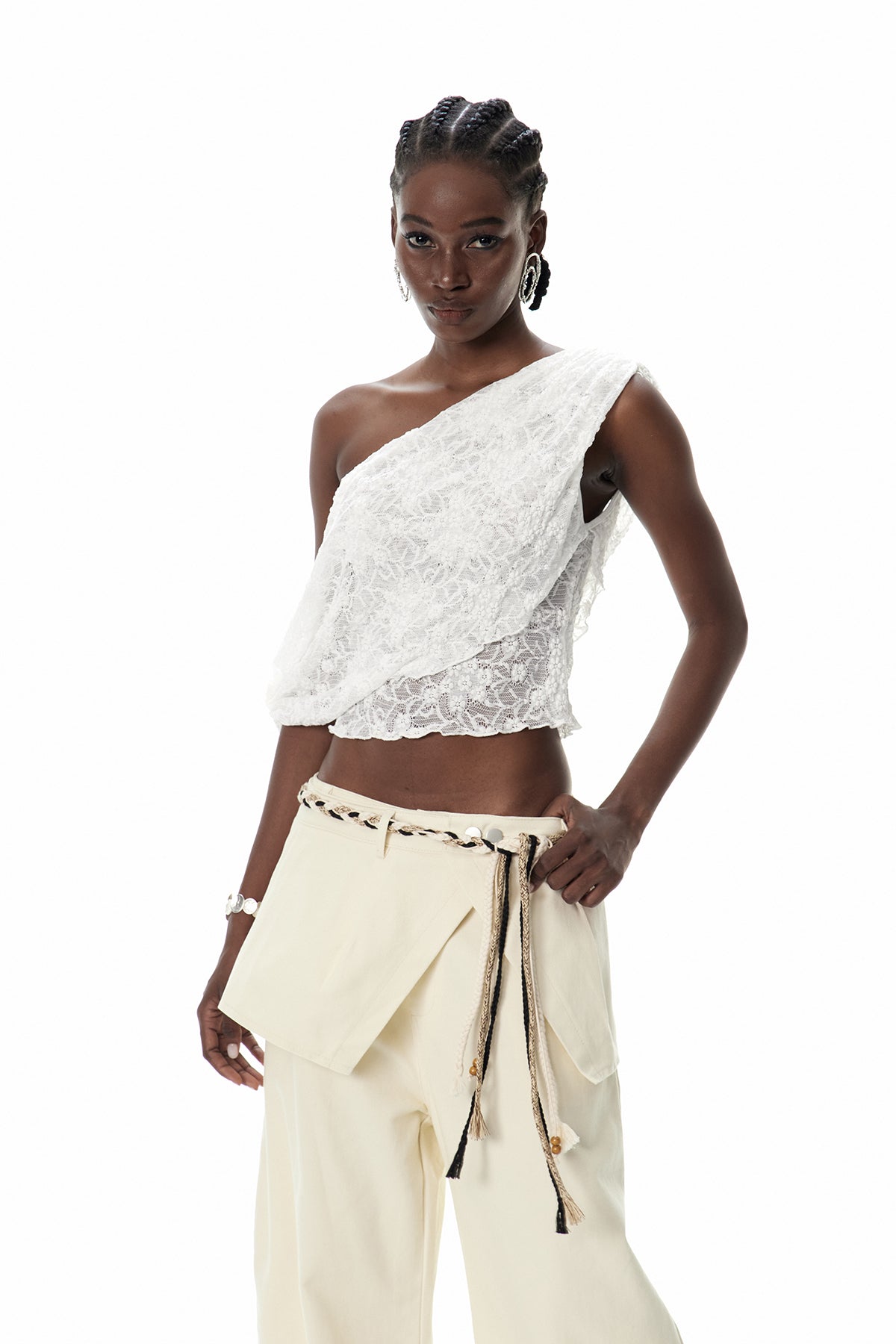 Cowal Asymmetric Lace Ruch Top