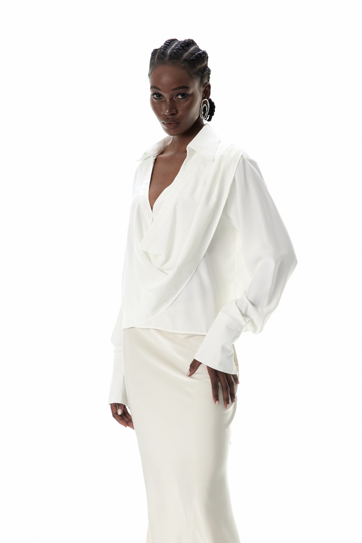 Cozbi Cowl Neck Ruch Shirt