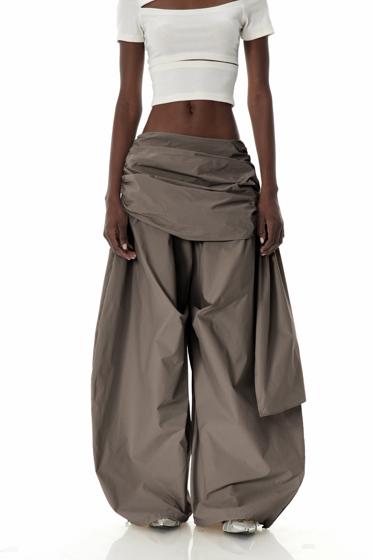 Creiddylad Ruch Drawstring Wide Leg Pants In Brown