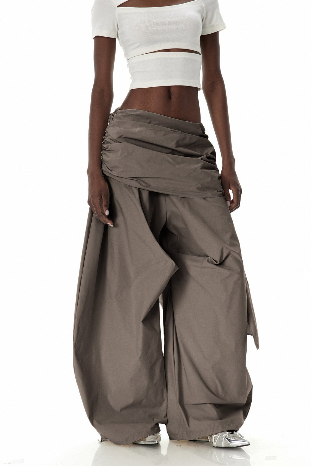 Creiddylad Ruch Drawstring Wide Leg Pants In Brown