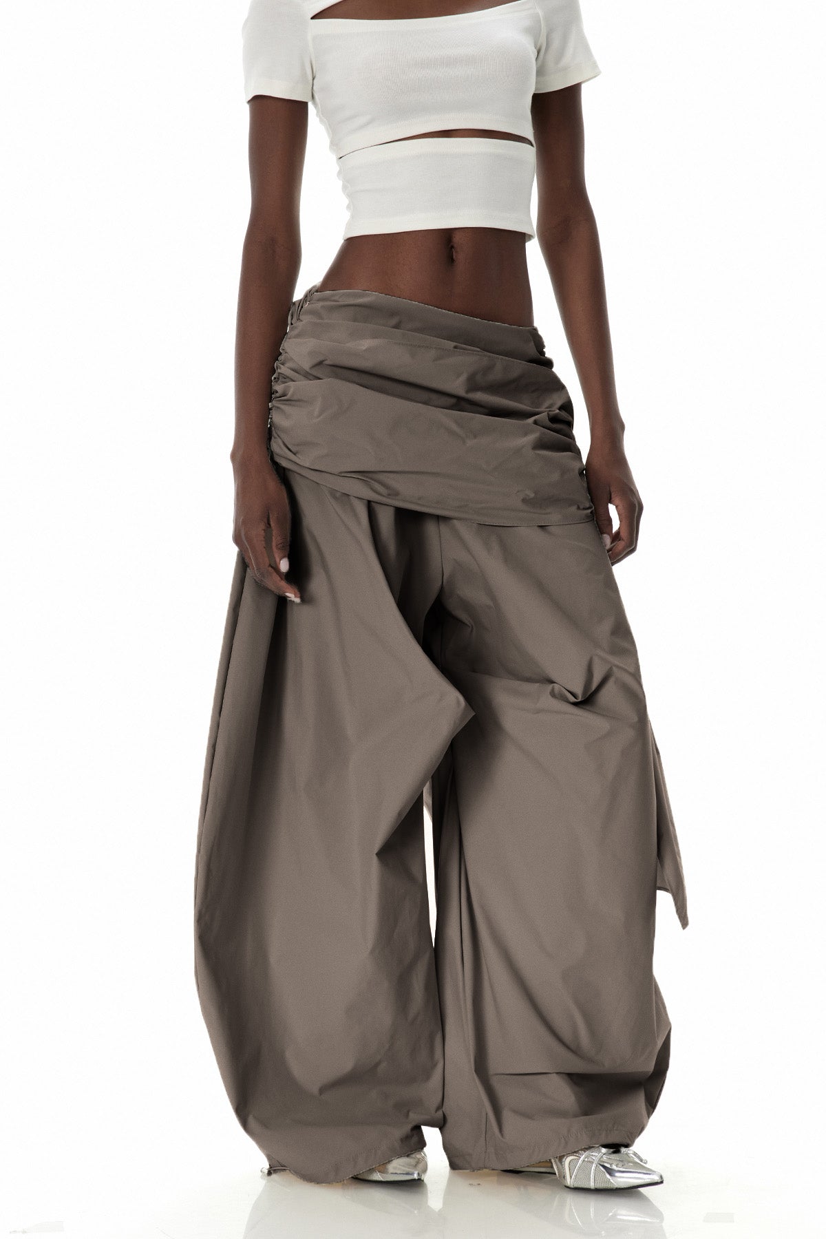 Creiddylad Ruch Drawstring Wide Leg Pants In Brown