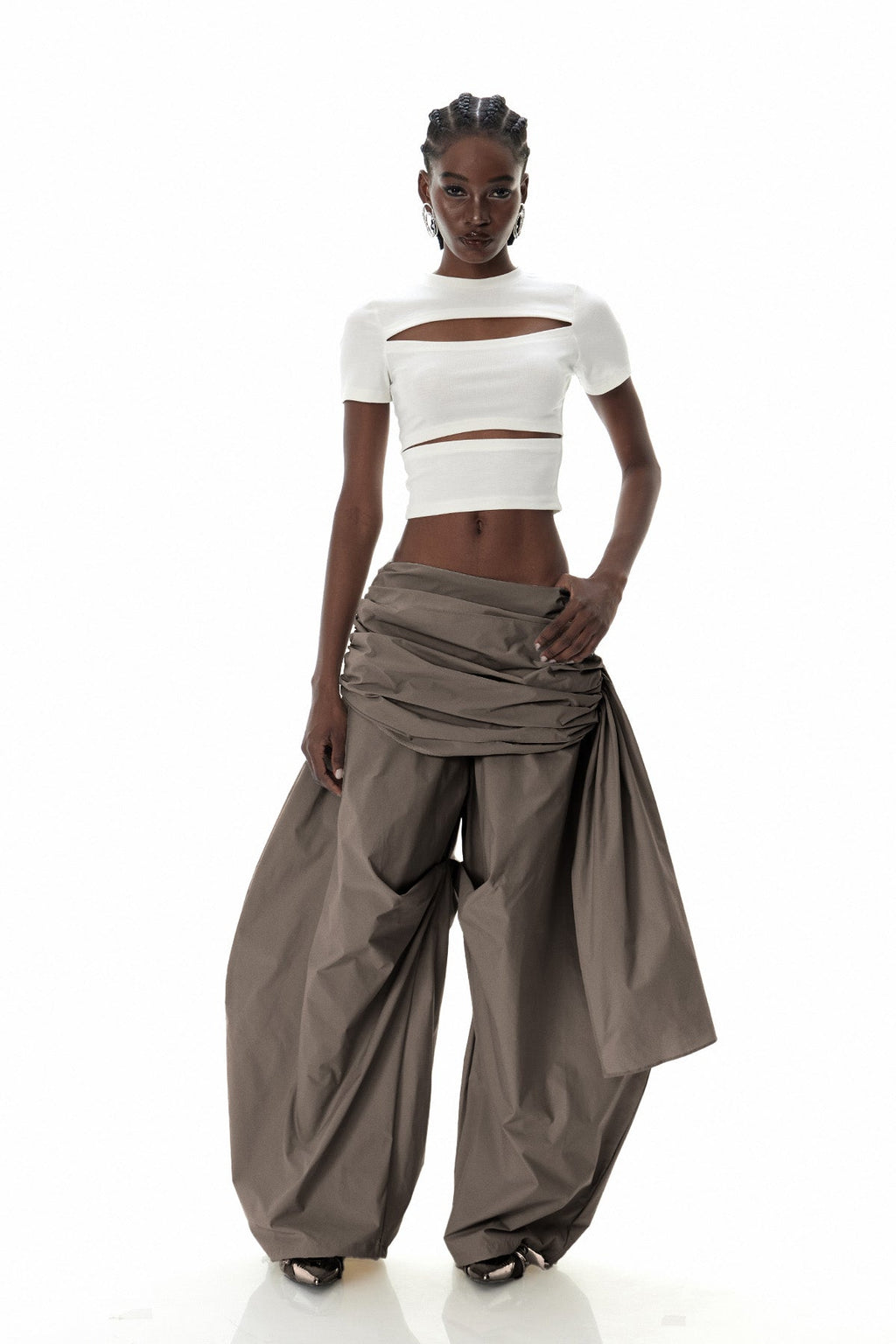 Creiddylad Ruch Drawstring Wide Leg Pants In Brown