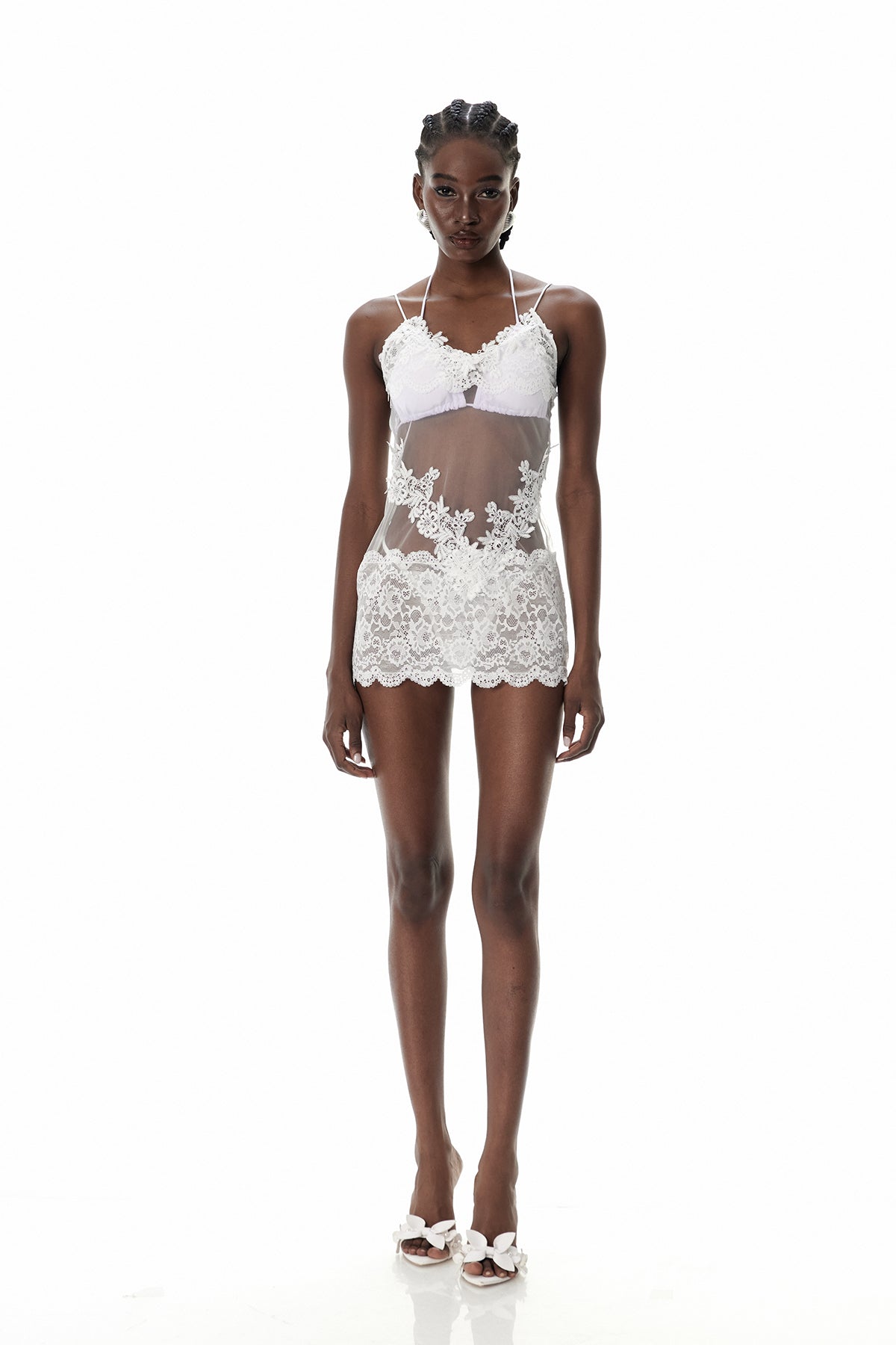 Crescens Mesh Lace Mini Dress