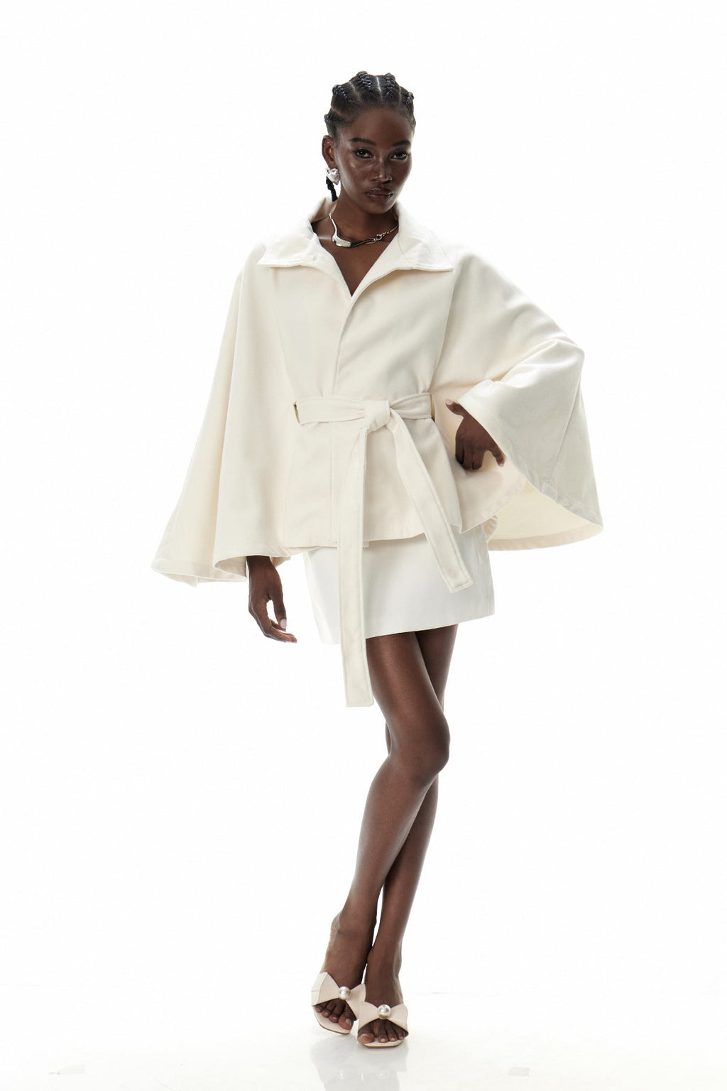 Crescentia Stand Collar Jacket In Beige