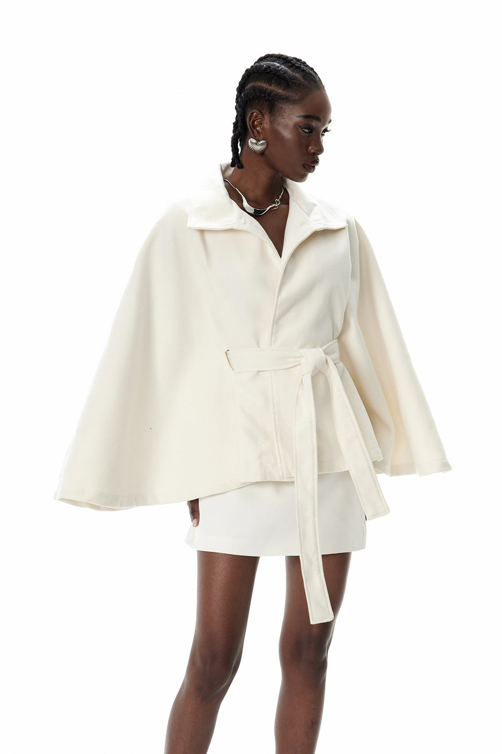 Crescentia Stand Collar Jacket In Beige