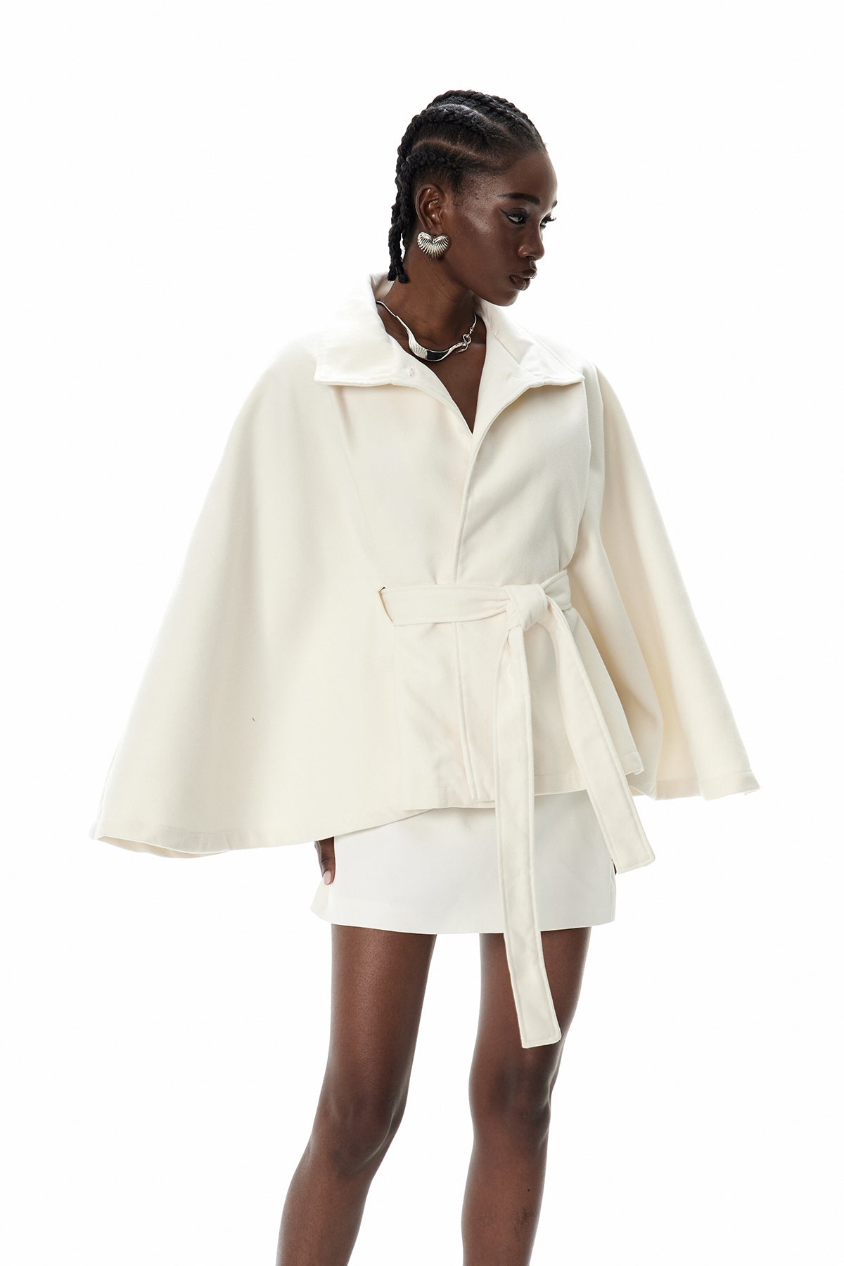 Crescentia Stand Collar Jacket In Beige